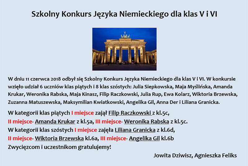 You are currently viewing Szkolny konkurs języka niemieckiego dla klas V i VI