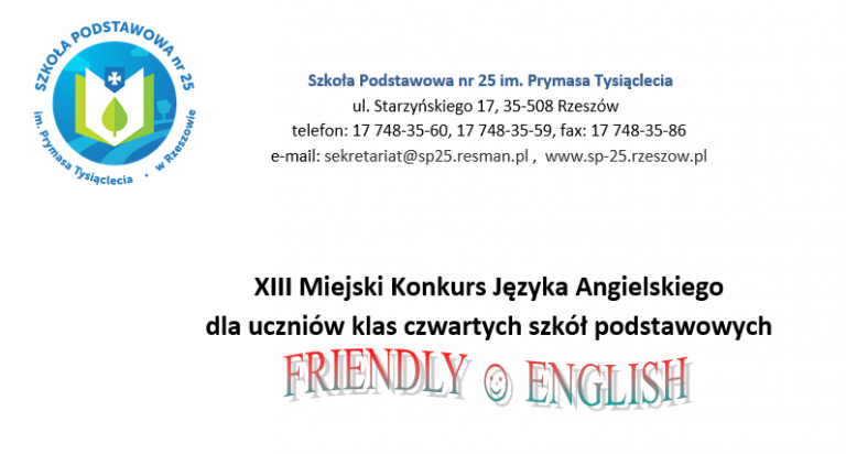 Read more about the article XIII Miejski Konkurs JÄ™zyka Angielskiego „Friendly English”