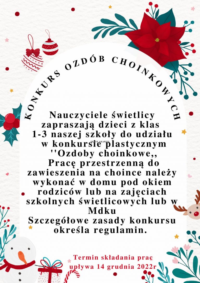 Read more about the article Uwaga, konkurs na ozdobę choinkową !!!!!